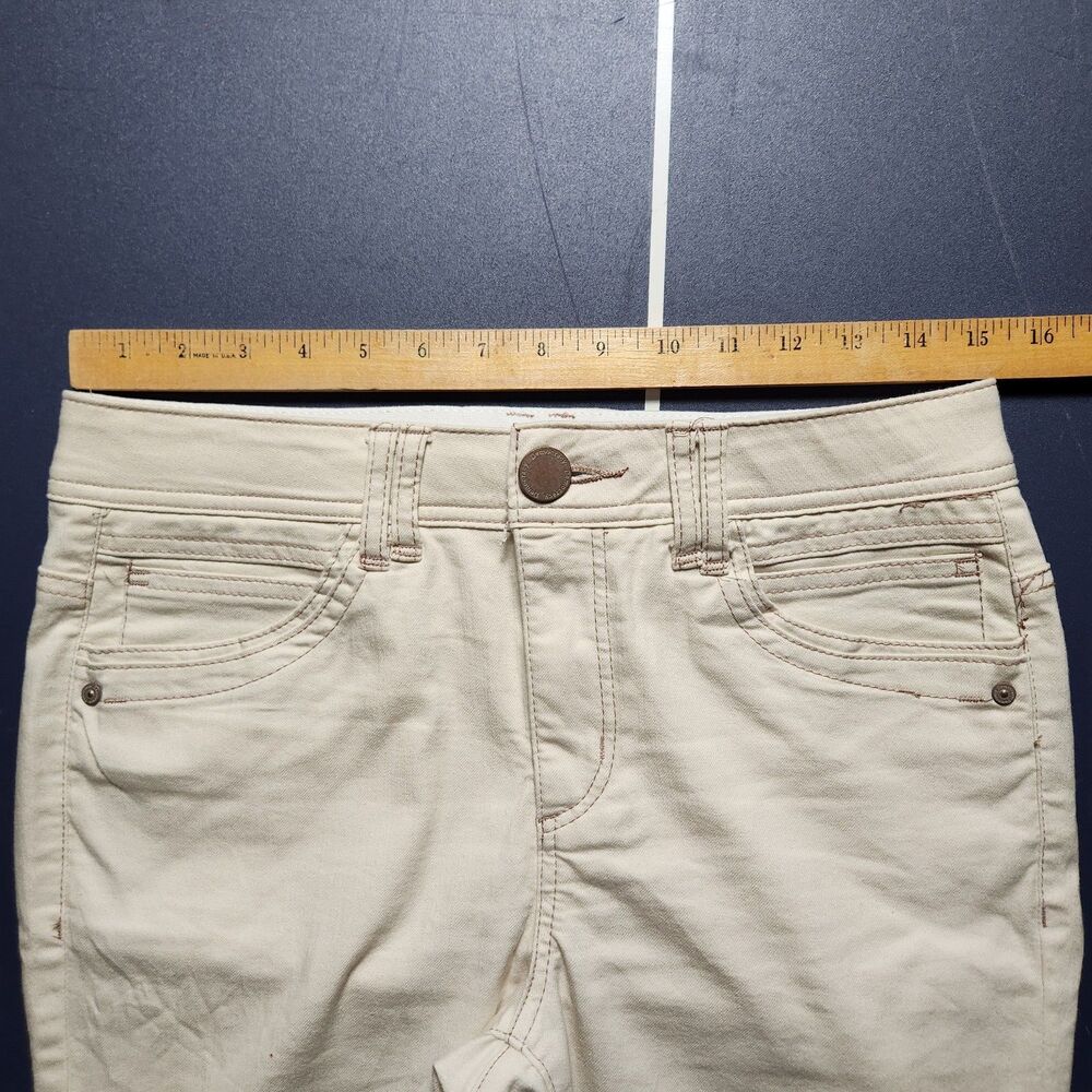 Democracy Womens 6 Ab Solution Straight Leg Frayed Hem Jeans Ivory 31x28 - Picture 7 of 9